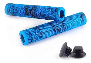 PAR DE MANOPLA PUNHO BIKE BMX BORRACHA VELOOH 165MM AZUL/PRETO