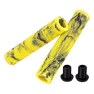 PAR DE MANOPLA PUNHO BIKE BMX BORRACHA VELOOH 165MM AMARELO/PRETO