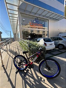 BICICLETA MTB FREERIDE ARO (26) VIKINGX TUFF 25 KIT 21 VELOCIDADES FREIO A DISCO MECANICO COR PRETO/ROSA