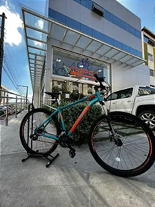 BICICLETA MTB ARO (29) HOUSTON KAMP CÂMBIO SHIMANO 21VELOCIDADES (3X7) FREIO DISC MECÂNICO TAMANHO 19 (G) VERDE METÁLICO