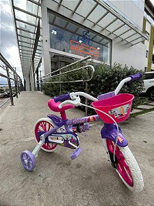 BICICLETA ARO (12) FEMININA COR VIOLETA/LILAS/BRANCO NATHOR COM CESTA