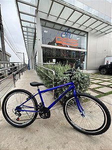 BICICLETA ARO (26) MASCULINA COR AZUL C/MARCHA 18V MARCA MILANO AUTUNM QUADRO REBAIXADO
