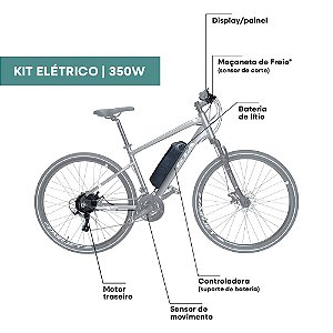 KIT MOTOR BIKE ELETRICA 350W COM PEDAL ASSISTIDO