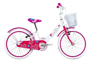 BICICLETA ARO (20) FEMININA BRANCO/ROSA S/MARCHA FREIO V-BRAKE GROOVE MY BIKE