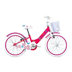 BICICLETA ARO (20) FEMININA ROSA/BRANCO S/MARCHA FREIO V-BRAKE GROOVE MY BIKE