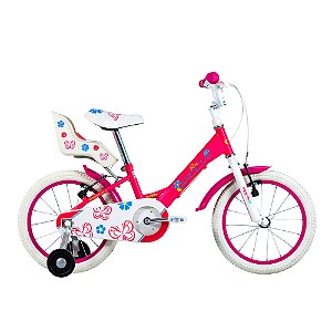BICICLETA ARO (16) FEMININA COR ROSA/BRANCO S/MARCHA FREIO V-BRAKE MARCA GROOVE MY BIKE