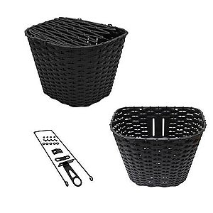 CESTA PARA BIKE 35X26X26 PLASTICA COM TAMPA FLEXIVEL PRETA
