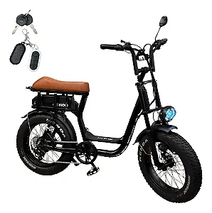 BICICLETA ELÉTRICA AUTOPROPELIDO INOW MODELO MOVI CLUB C20 750W RETRO PRETO/MARRON AUTONOMIA ATÉ 60KM