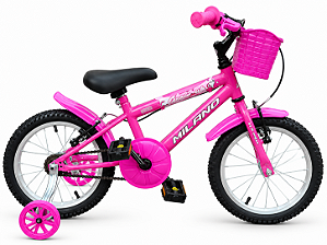 BICICLETA ARO 16 FEMININA COR PINK/PINK S/MARCHA MARCA MILANO GROW UP