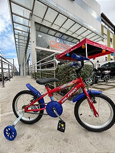 BICICLETA ARO (16) MASCULINA COR VERMELHO FERRARI/AZUL S/MARCHA MARCA MILANO GROW UP