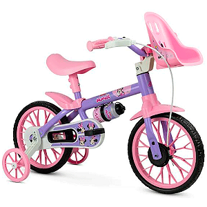 BICICLETA ARO (12) FEMININA ROXO/ROSA S/MARCHA FREIO V-BRAKE NATHOR MINNIE
