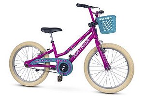 BICICLETA ARO (20) FEMININA PINK/AZUL S/MARCHA FREIO V-BRAKE NATHOR LOVELY COM CESTA