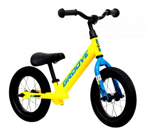 BICICLETA ARO (12) MASCULINA BALANCE (EQUILIBRIO) BIKE GROOVE AMARELO/AZUL/PRETO