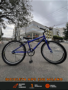 BICICLETA ARO (26) MASCULINA COR AZUL SEM MARCHA MARCA MILANO QUADRO REBAIXADO