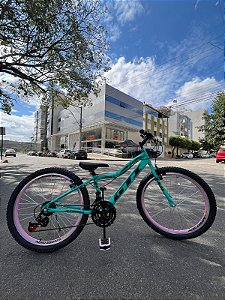 BICICLETA ARO (24) FEMININA COR VERDE AQUA  21 VELOCIDADES FREIOS V-BRAKE GTI ATENA