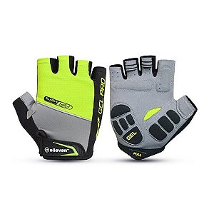LUVA CICLISMO ELLEVEN ABERTA PRETO/CINZAVERDE GEL TAMANHO G