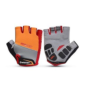 LUVA CICLISMO ELLEVEN ABERTA VERMELHO/CINZA/LARANJA GEL TAMANHO M