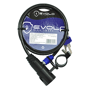 CADEADO PARA BICICLETA EVOLO ESPIRAL REVESTIDO 1M X 6MM COM CHAVE SIMPLES E SUPORTE