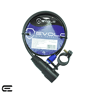CADEADO PARA BICICLETA EVOLO ESPIRAL REVESTIDO 1.5M X 6MM COM CHAVE SIMPLES E SUPORTE