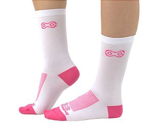 MEIA CICLISMO CANO MEDIO MARCIO MAY SPORTS MINIMAL BRANCO/ROSA