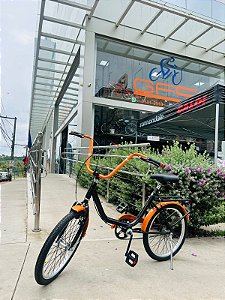 BICICLETA ARO (20) FEMININA/MASCULINA COR PRETO/LARANJA S/MARCHA MARCA TIPO MONARETA