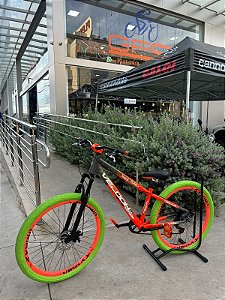 BICICLETA MTB FREERIDE ARO (26) VELOOH RIDE CAMBIO 7 VELOCIDADES (1X7) FREIO DISC MECÂNICO COR LARANJA/CINZA