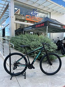 BICICLETA MTB ARO (29) VENZO 24 VELOCIDADES (3X8) FREIO DISC MECÂNICO TAMANHO 17 (M) COR PRETO/VERDE AQUA