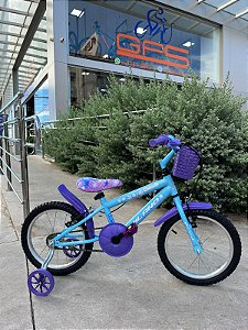 BICICLETA ARO (16) FEMININA COR ICE/LILAS S/MARCHA V-BRAKE MARCA MILANO CARTOON ICE