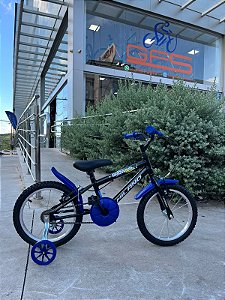 BICICLETA ARO (16) MASCULINA COR PRETO/AZUL S/MARCHA MARCA MILANO GROW UP