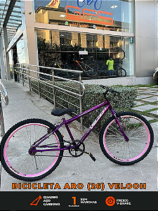 BICICLETA ARO (26) FEMININA COR LILAS S/MARCHA FREIO V-BRAKE MARCA VELOOH
