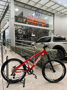 BICICLETA MTB FREERIDE ARO (26) VIKINGX TUFF-X30 CAMBIO 8 VELOCIDADES (1X8) FREIO DISC HIDRAULICO COR VERMELHA