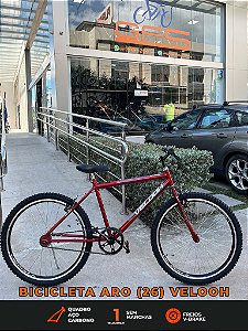 BICICLETA ARO (26) MASCULINA COR VERMELHA S/MARCHA FREIO V-BRAKE MARCA VELOOH