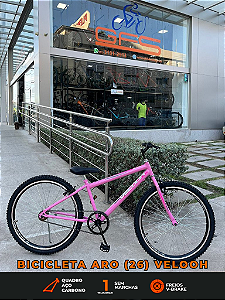 BICICLETA ARO (26) FEMININA COR ROSA S/MARCHA FREIO V-BRAKE MARCA VELOOH