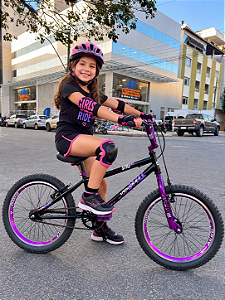 BICICLETA ARO (20) MASCULINA COR PRETO/VIOLETA S/MARCHA FREIO V-BRAKE MARCA VELOOH CROSS
