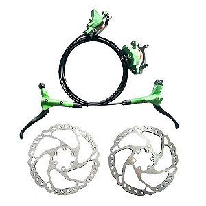 FREIO A DISCO HIDRAULICO DRANTEIRO E TRASEIRO COM ROTOR VERDE