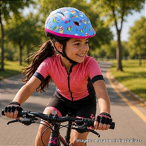 CAPACETE CICLISMO INFANTIL SWEET AZUL/ROSA TAMANHO M (52-56)