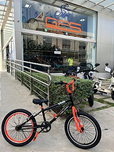 BICICLETA ARO (20) MASCULINA COR PRETO/LARANJA NEON S/MARCHA FREIO V-BRAKE MARCA VELOOH CROSS
