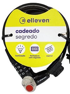CADEADO PARA BICICLETA ESPIRAL SEGREDO COM ILUMINAÇÃO E SUPORTE 12MM X 1200MM
