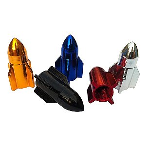 TAMPA VALVULA DE PISTO ALUMÍNIO FOGUETE COR SORTIDA (O PAR)