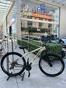 BICICLETA MTB ARO (29) VELOOH START 21 VELOCIDADES FREIO A DISCO MECÂNICO TAMANHO 17 (M) COR BEGE/VERDE MILITAR