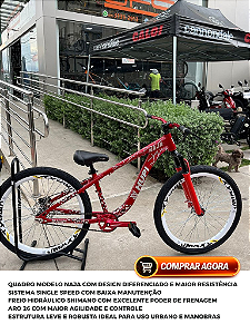 BICICLETA MTB FREERIDE ARO (26) HUPI NAJA KIT SINGLE S/MARCHA FREIO DISC HIDRÁULICO TRASEIRO SHIMANO COR VERMELHO/BRANCO