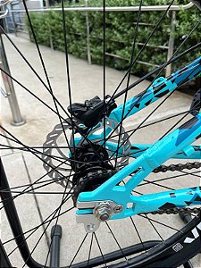 BICICLETA MTB FREERIDE ARO (26) HUPI NAJA KIT SINGLE S/ MARCHA FREIO DISC HIDRÁULICO TRASEIRO SHIMANO COR AZUL TURQUEZA