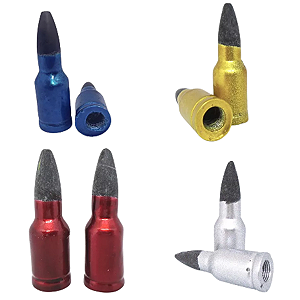 TAMPA VALVULA DE PISTO PLASTICA BALA FUZIL METALICA CORES SORTIDAS (O PAR)