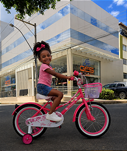 BICICLETA ARO (16) FEMININA COR ROSA S/ MARCHA PRO-X