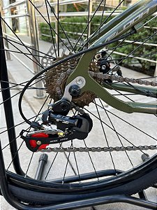 BICICLETA MTB ARO (29) VELOOH START 21 VELOCIDADES FREIO A DISCO MECÂNICO TAMANHO 17 (M) COR BEGE/VERDE MILITAR