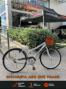 BICICLETA ARO (26) FEMININA BRANCA/MARRON S/MARCHA FREIO V/BRAKE TRACK CONFORT
