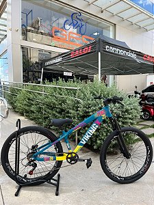 BICICLETA MTB FREERIDE ARO (26) VIKINGX TUFF-25 KIT 7 VELOCIDADES FREIO DISC HIDRÁULICO TRASEIRO COR VERDE/AMARELO