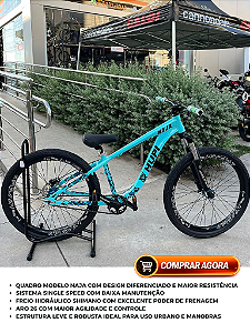BICICLETA MTB FREERIDE ARO (26) HUPI NAJA KIT SINGLE S/ MARCHA FREIO DISC HIDRÁULICO TRASEIRO SHIMANO COR AZUL TURQUEZA