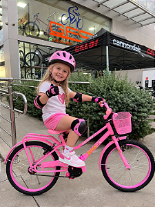 BICICLETA ARO (20) FEMININA COR ROSA S/MARCHA COM CESTA MARCA MONARK BRISA