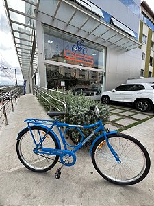 BICICLETA ARO (26) MASCULINA BARRA CIRCULAR COR AZUL S/MARCHA FREIO CONTRA PEDAL MARCA MONARK